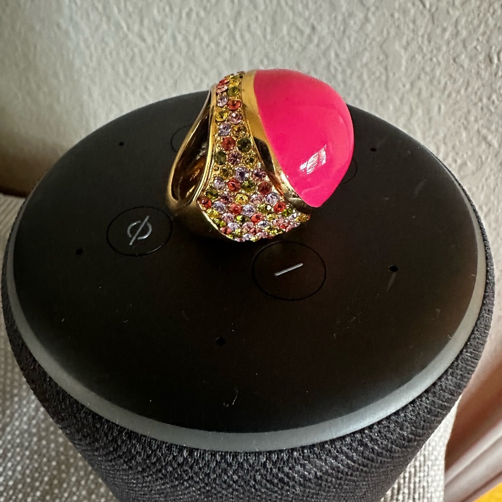 Kate Spade Cocktail ring - Pink with Rhinestones - Size 6